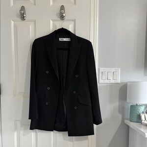 Zara Black Double-Breasted Blazer